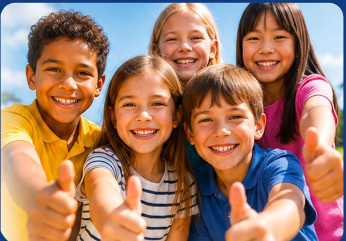 A diverse group of smiling children